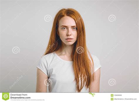 Beautiful Ginger Young Redhead Female Of European Appearance Posing Indoors Stock Image Image