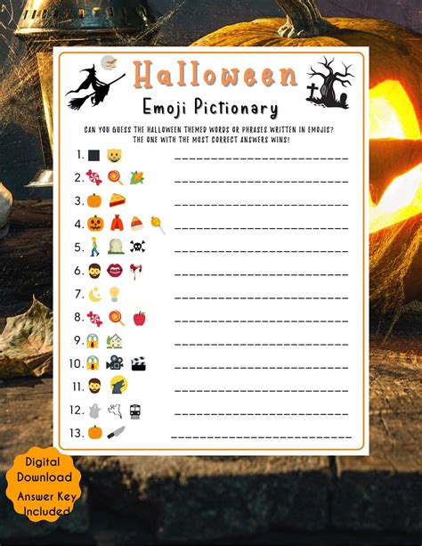 Halloween Emoji Pictionary Game Halloween Emoji Pgame Printable For