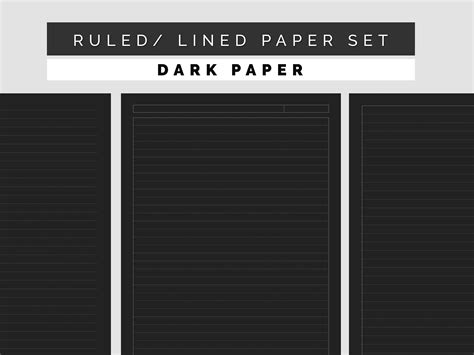 Linedruled Paper Set Dark Paper A4 And Letter Etsy Australia