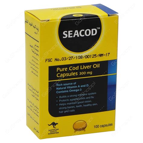 Seacod Pure Cod Liver Oil Capsules 300mg 100 Pcs Buy Online