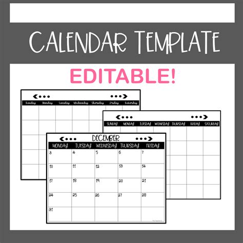 Editable And Printable Calendar