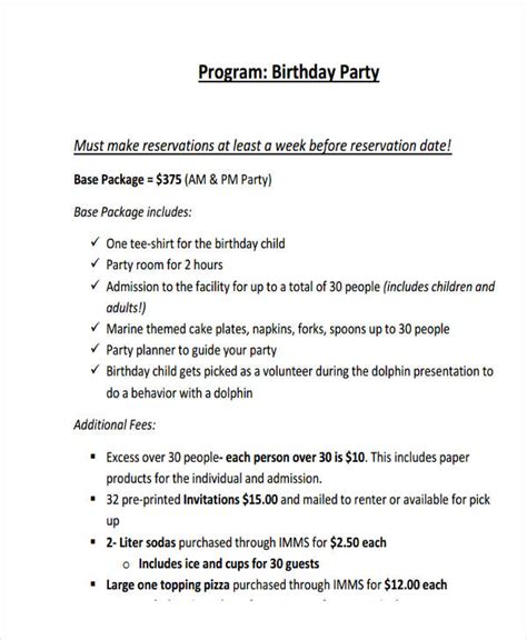 Birthday Party Program Templates 18 Birthday Program Template Free