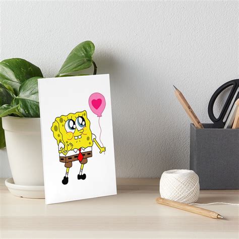 Cute Spongebob Squarepants With Baloon Art Board Print For Sale By