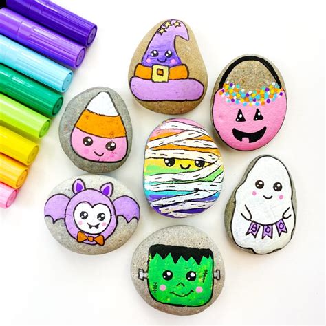 Halloween Painted Rocks Tutorial Color Made Happy