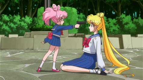 Sailor Moon Crystal Season 2 Trailer Chibiusa Pointing A Gun At Usagi