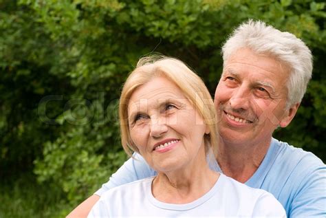 Cute Old Couple At Nature Stock Image Colourbox