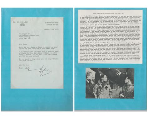 At Auction Ww2 Battle Of Britain Group Captain Douglas Bader Signed Typed Letter Dated August