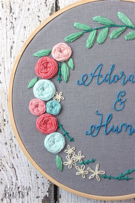 Adorable and Humble; Free Floral Wreath Hand Embroidery Pattern