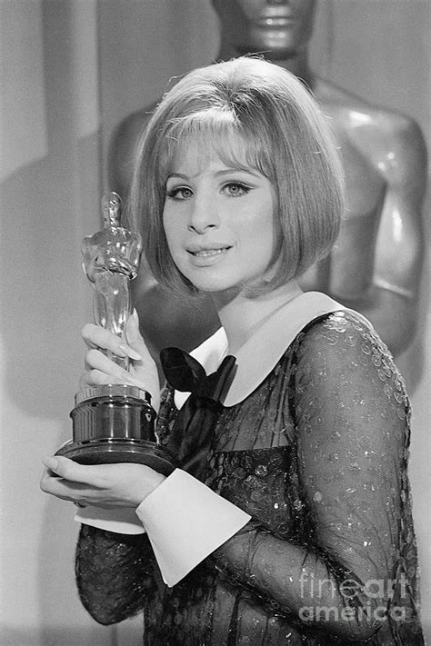 Barbra Streisand Holding Academy Award By Bettmann