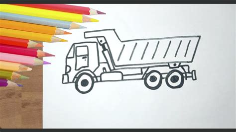 How To Draw A Dump Truck Cómo Dibujar Un Camión Volquete Easy