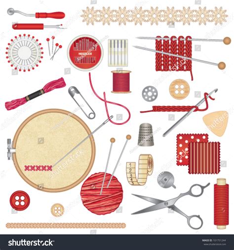 Sewing Needlework Accessories 1 Stock Vector 101751244 Shutterstock