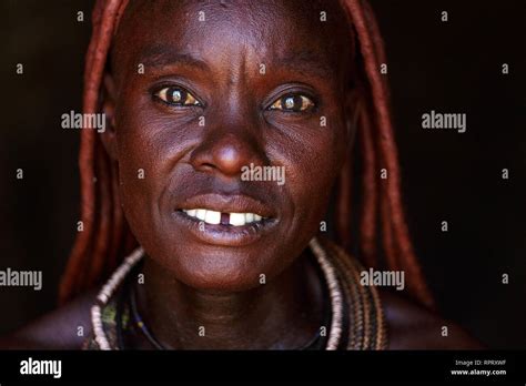 Portrait Of Himba Woman With Traditional Hair Style Kaokoland Namibia