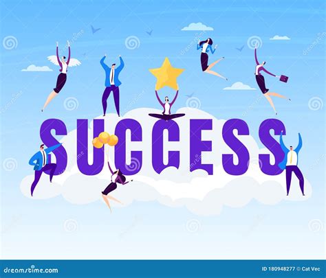 Business People Jumping Celebrating Success Cartoon Illustration