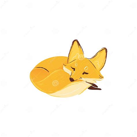 Cartoon Cute Fox Sleeping Sweet Character Vector Illustration Isolated