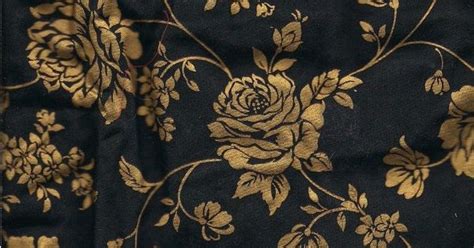 Black And Gold Floral Print Fabric 2 Yards 100 Cotton Y0129 Molly