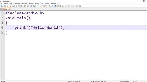 Write And Run C Programs In Notepad Youtube