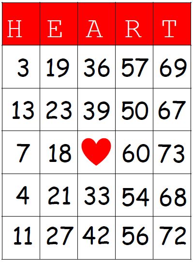 You've got your new ipad or iphone. HEART Bingo Game for Valentine's Day