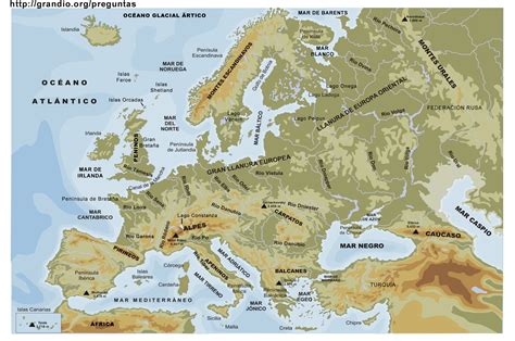 Mapa de pontos turísticos da europa. GEOGRAFÍA E HISTORIA TIETAR: Mapa físico de Europa