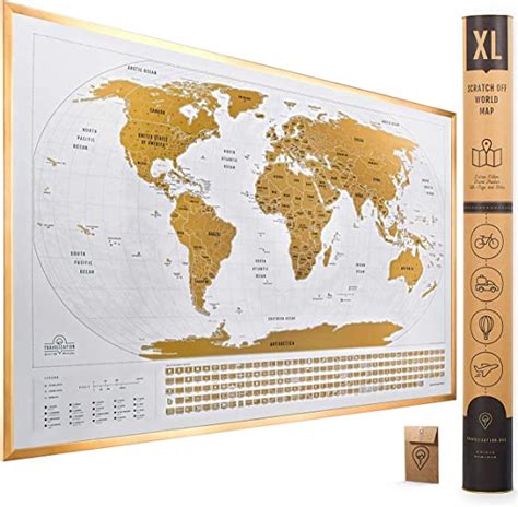 Xl Scratch Off Map Of The World With Flags 36 X 24 Easy To Frame