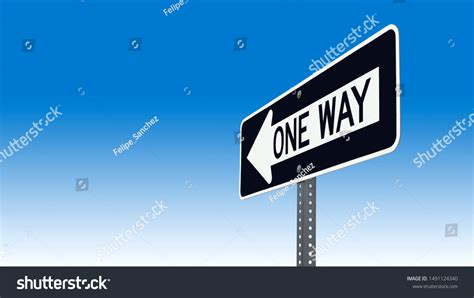 One Way Street Sign Blue Background Stock Photo 1491124340 Shutterstock