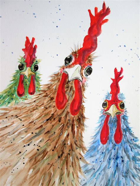 Original Chicken Painting Acrylic Painting