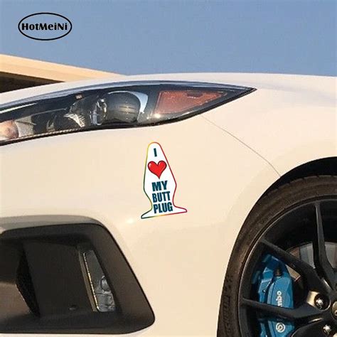 Hotmeini 13cm X 8cm Car Styling I Love My Butt Plug Joke Prank Window Bumper Sticker Decal