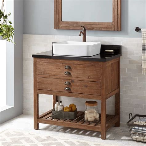 Wooden bathroom sinks come in a wide range of types of wood, each one can be finished and shaped in a number of ways to create a. 36" Benoist Reclaimed Wood Vessel Sink Console Vanity ...