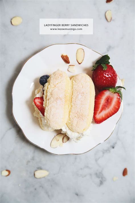 They are a principal ingredient in many dessert recipes, such as trifles and charlottes, and are also used as fruit or chocolate gateau linings, and sometimes for. Lady Finger Berry Sandwiches by Le Zoe Musings5 | Tea ...