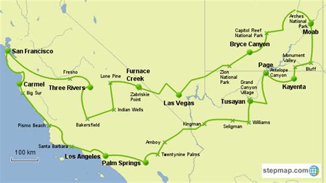 Stepmap West Coast Road Trip Landkarte Für Usa