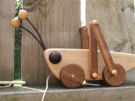 Grasshopper Wooden Pull Toy In Maple And Walnut Wooden Toys Wood