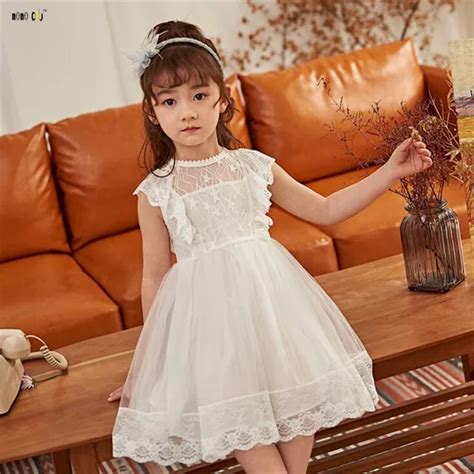 Child Princess Dress For Girl Sleeveless Mesh Spliced Lacework Kids