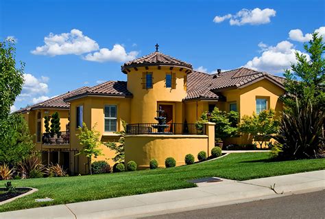 Picture Mansion Lawn Houses Shrubs Cities Design