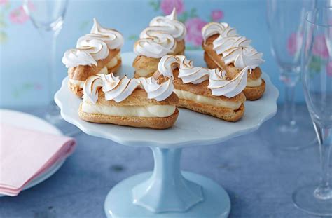 Meyer lemons are delicious but sweet, so we added real lemons to the éclair filling for a good acid bite. Lemon Meringue Eclair | Eclair Recipe | Tesco Real Food ...
