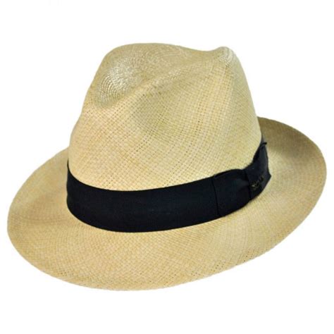 Scala Panama Straw Snap Brim Fedora Hat Straw Hats