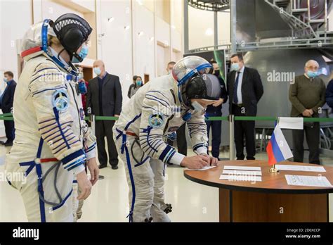 Expedition 64 Cosmonaut Sergey Kud Sverchkov Of Roscosmos Signs In For The Soyuz Qualification
