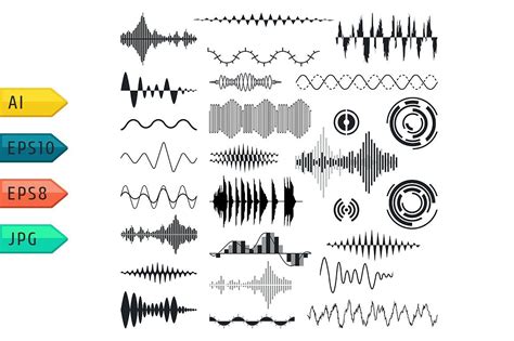 Vector sound waves set. | Sound wave tattoo, Sound waves 