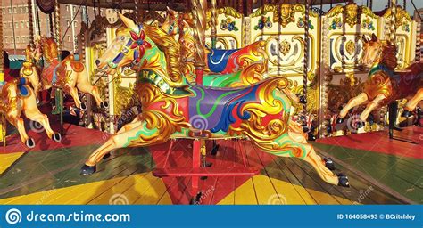 Vintage Wooden Carousel Horse Stock Image Image Of Funfair Colourful