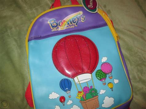 Barney Great Adventure Kids Backpack 13x11 Purple And Blue Hot Air