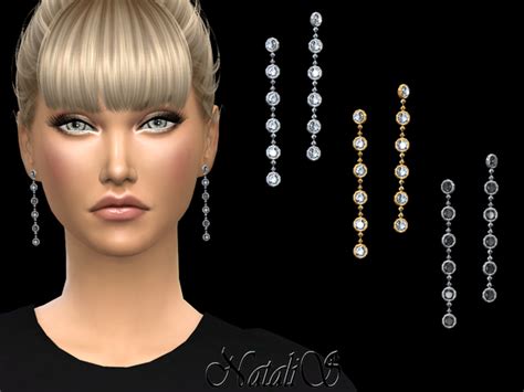 Round Crystals Long Drop Earrings By Natalis At Tsr Sims 4 Updates