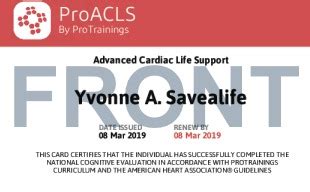 Instantly get a digital provider card upon completion. Professional ACLS Wallet Card online with your Training from ProTrainings