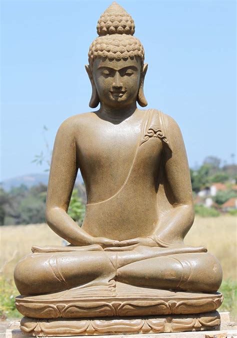 Stone Honey Color Meditating Buddha Statue 35