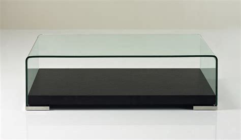 Clear Tempered Glass Coffee Table With Dark Oak Wood Base Lancaster
