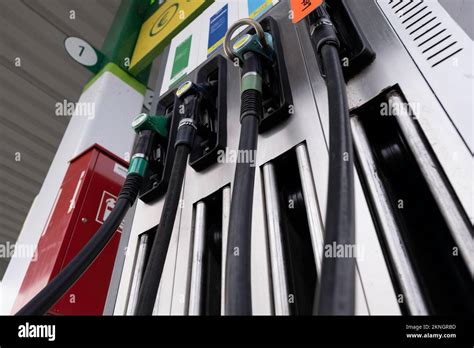 Gas Station Fuel Pumps For Different Types Of Gasoline And Diesel Seen