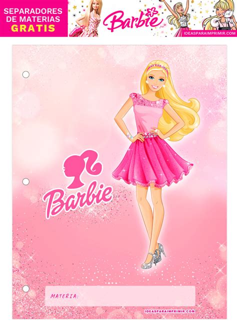 ¡gratis Carátulas O Separadores De Materias De Barbie Para Imprimir