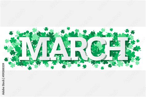March Single Word With Shamrocks Banner Vector Illustration 1 Stock