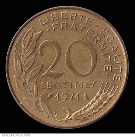 20 Centimes 1971 Fifth Republic 1971 1985 France Coin 9107