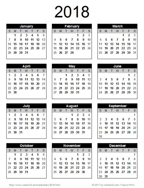 2018 Calendar Templates Images And Pdfs