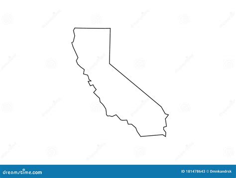 California Outline Map State Shape United States Stock Vector