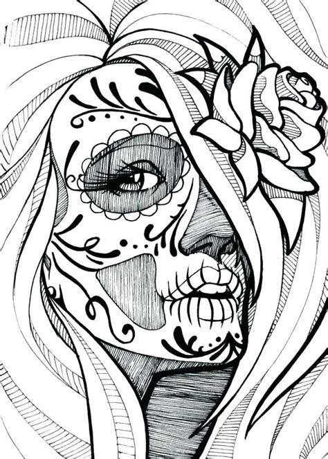 Girl Sugar Skull Coloring Pages At Getdrawings Free Download