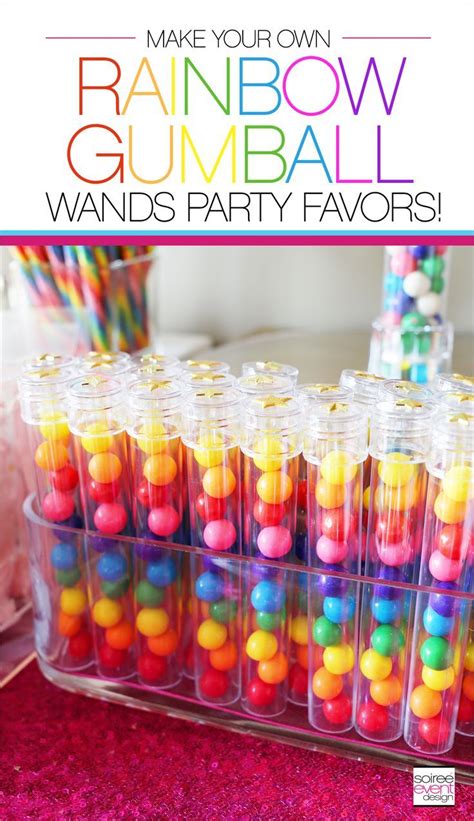 Diy Rainbow Gumball Wands Party Favors Candy Party Favors Gumball